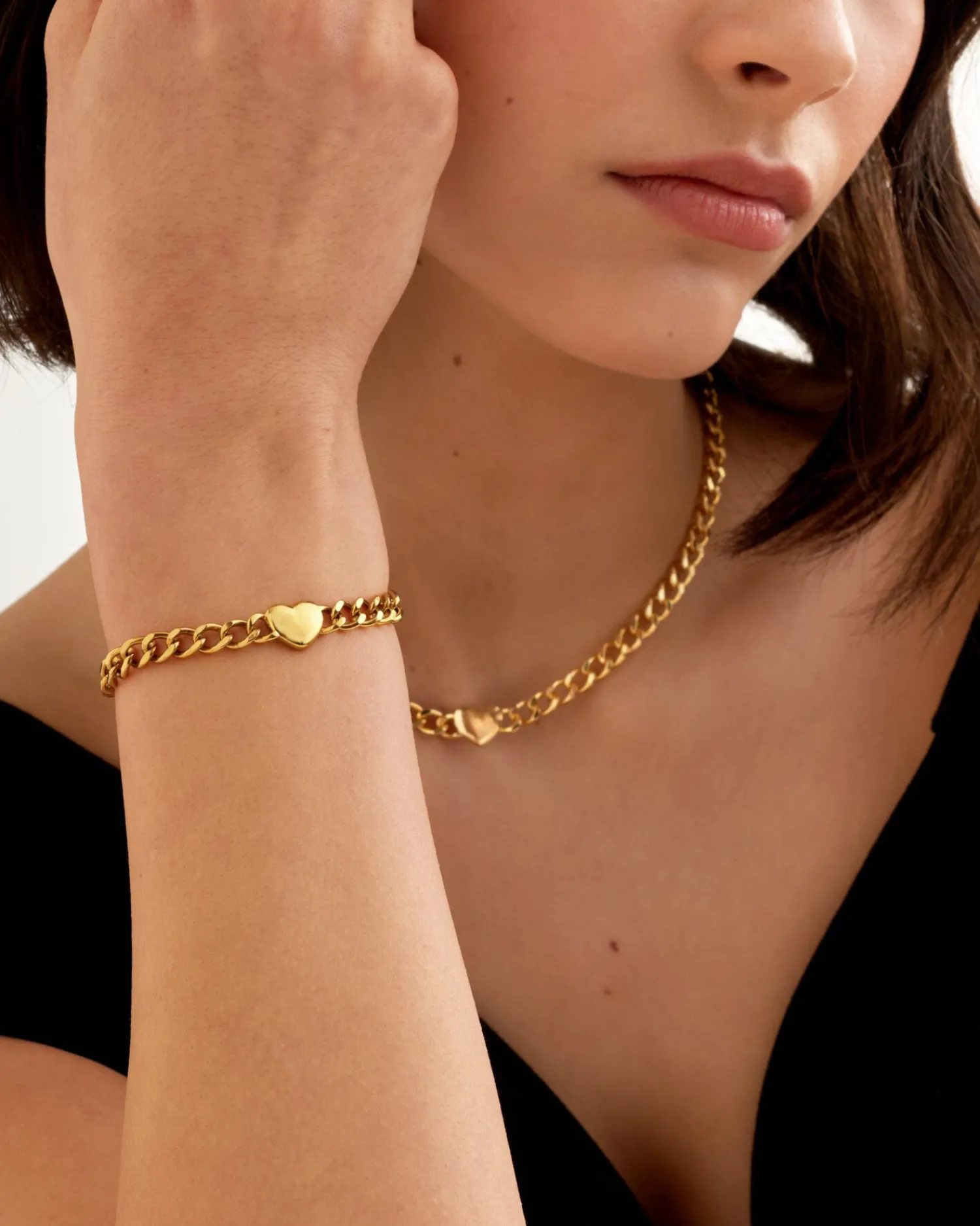 Katie Loxton Allure Waterproof Gold Heart Chain Bracelet Hot