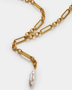 Katie Loxton Allure Waterproof Gold Pearl Lariat Necklace New