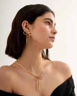 Katie Loxton Amelie Waterproof Gold Bow Necklace Clearance