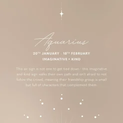 Katie Loxton Aquarius' Waterproof Gold Zodiac Necklace 20th Jan 18th Feb New