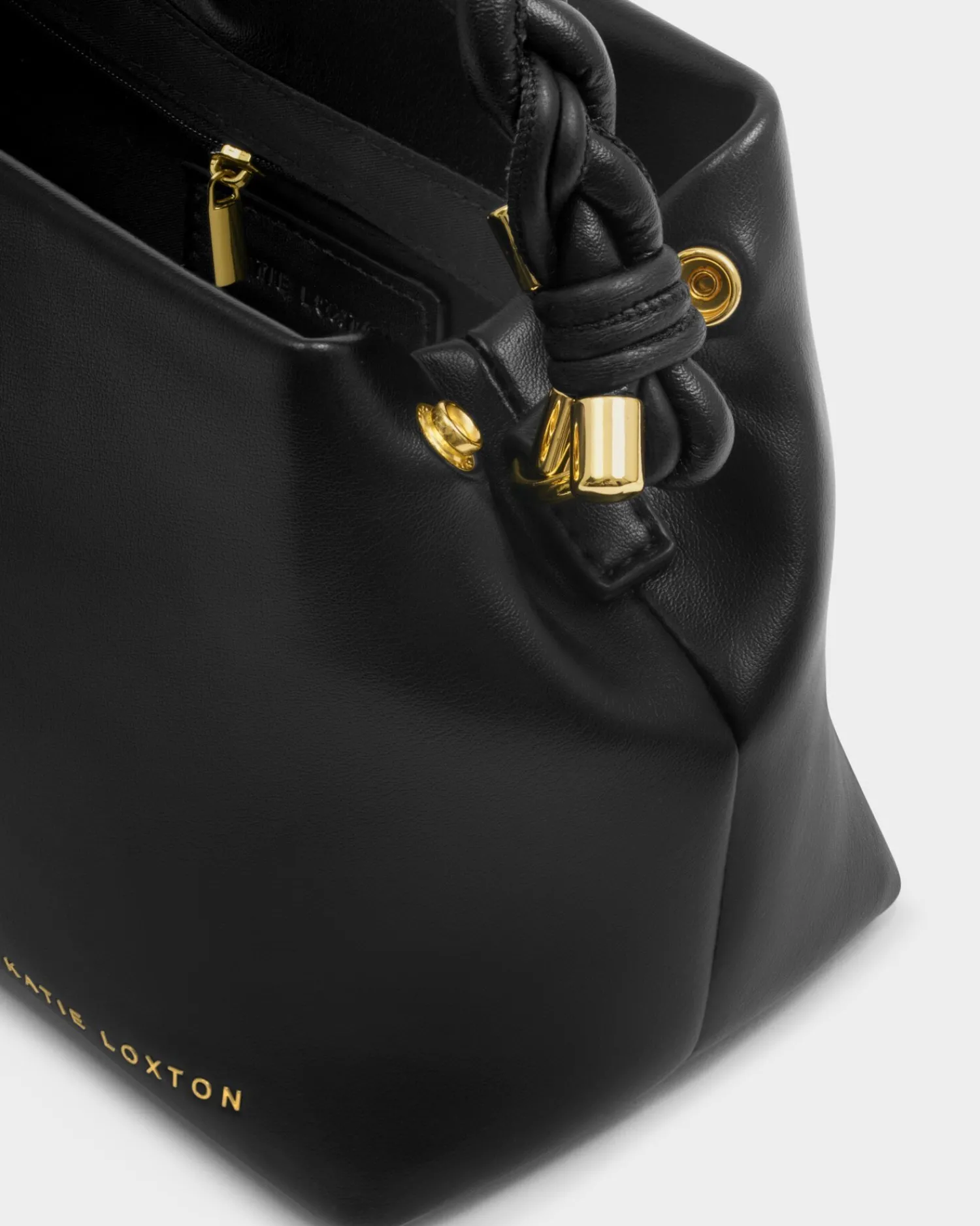 Katie Loxton Arden Braided Top Handle Bag Black