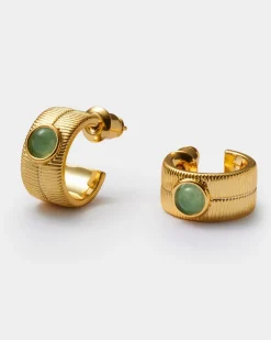 Katie Loxton ' Waterproof Gold Birthstone Hoop Earrings August New