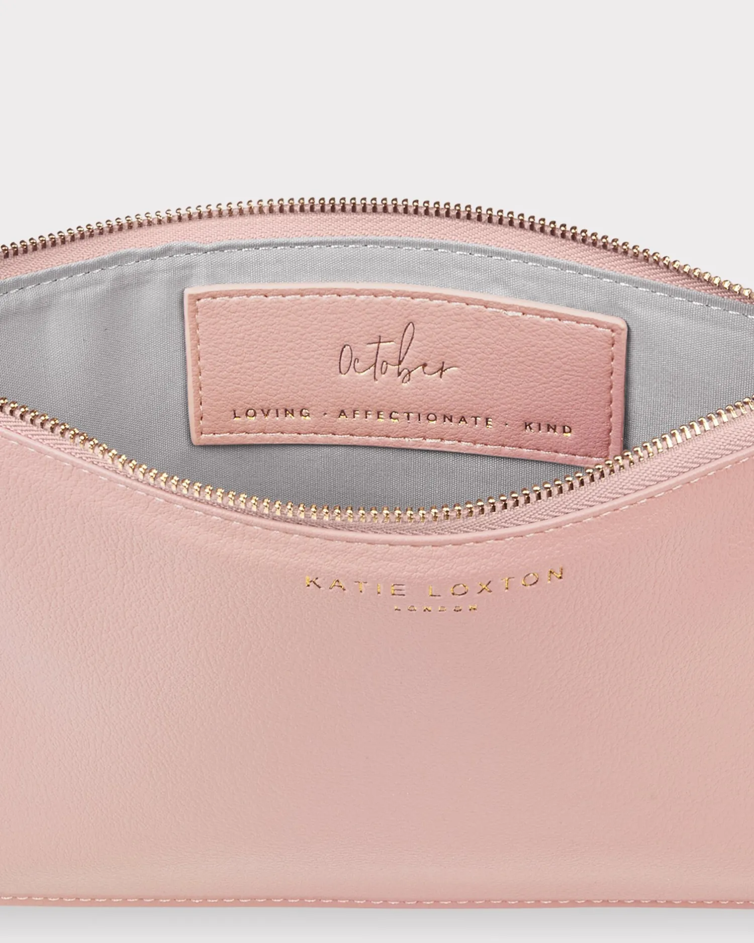 Katie Loxton Birthstone Perfect Pouch '' Tourmaline in Dusty Pink October Sale