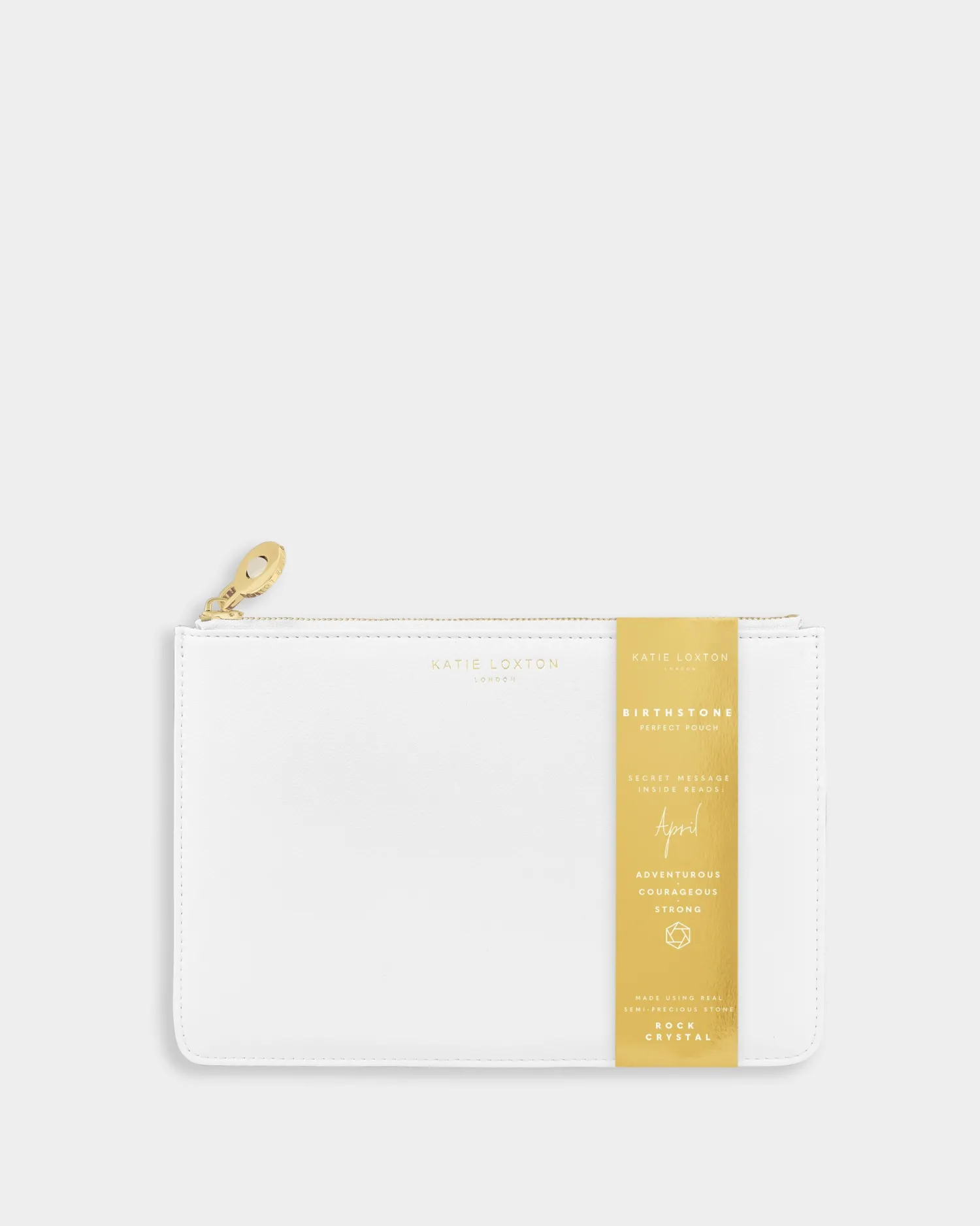 Katie Loxton Birthstone Perfect Pouch '' Rock Crystal White April Clearance