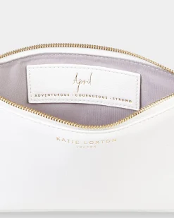 Katie Loxton Birthstone Perfect Pouch '' Rock Crystal White April Clearance