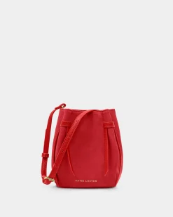 Katie Loxton Celina Mini Suedette Bucket Bag Red