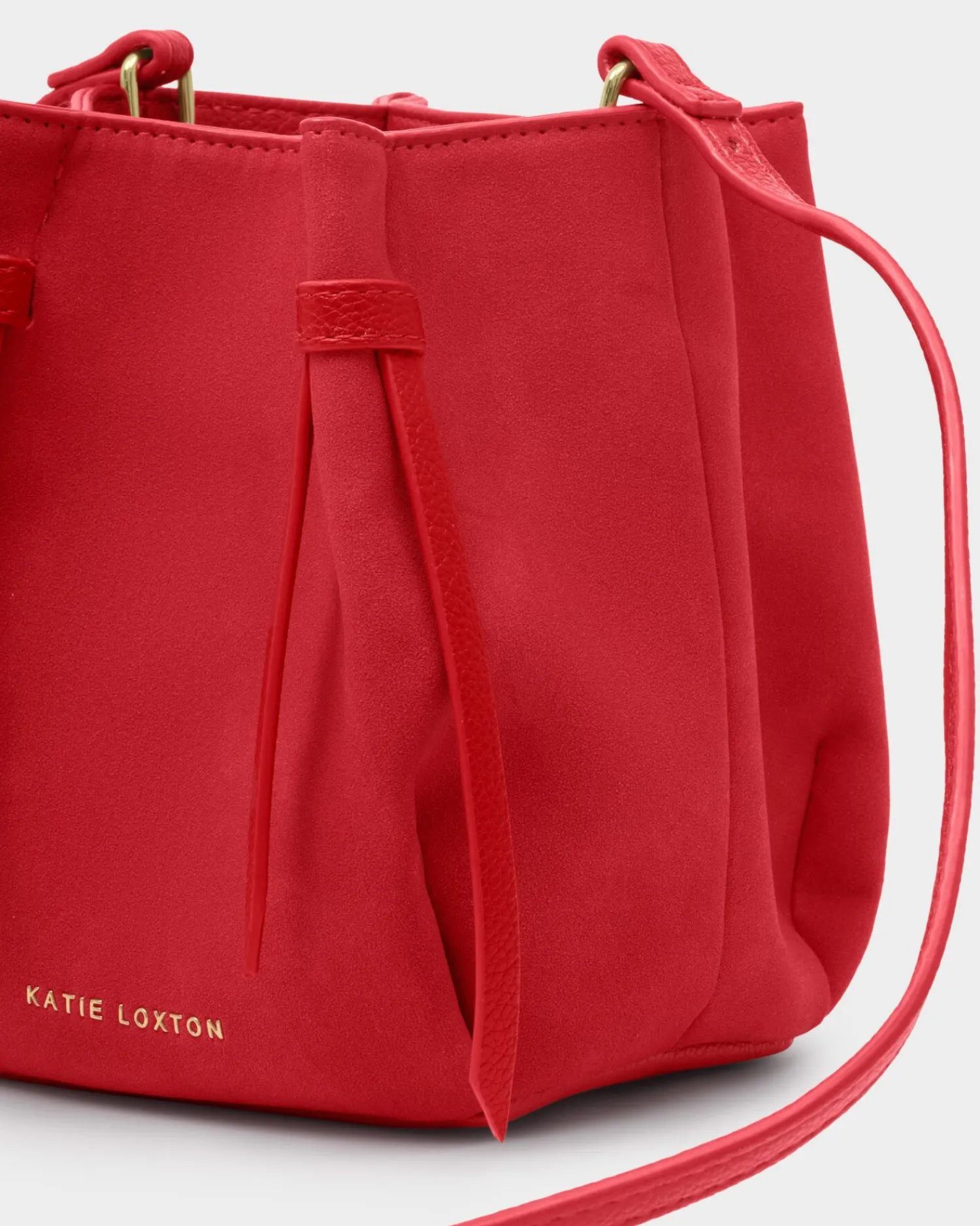 Katie Loxton Celina Mini Suedette Bucket Bag Red