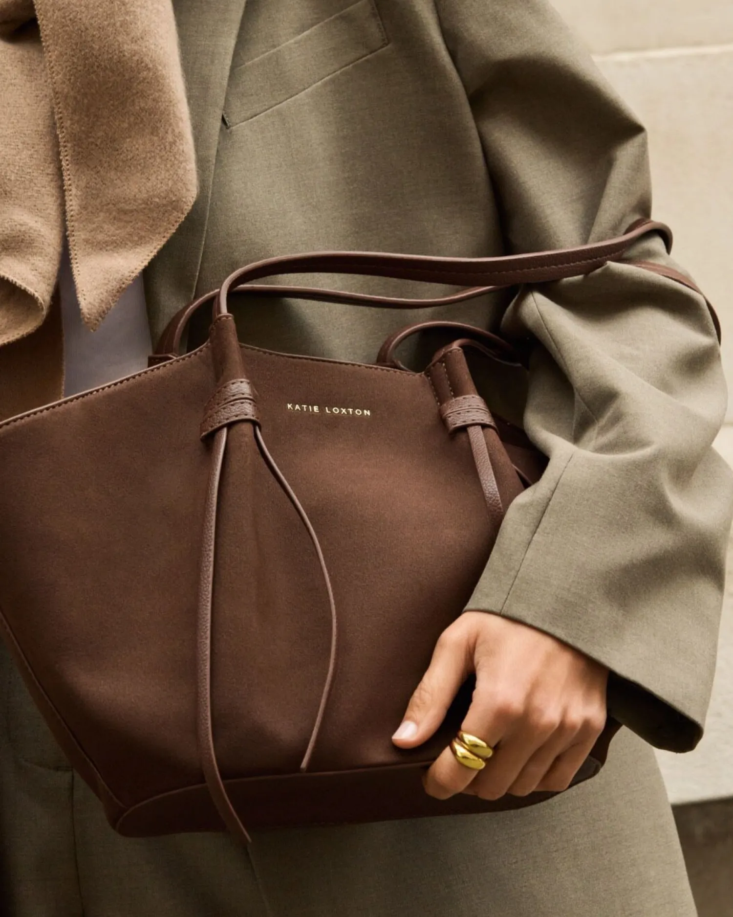 Katie Loxton Celina Small Suedette Tote Bag Chocolate