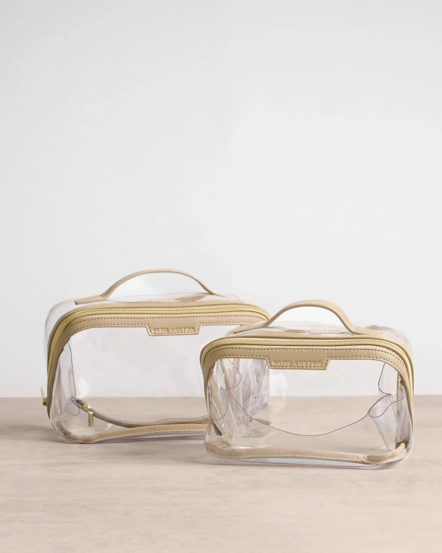 Katie Loxton Clear Medium Makeup & Wash Bag Light Taupe Online