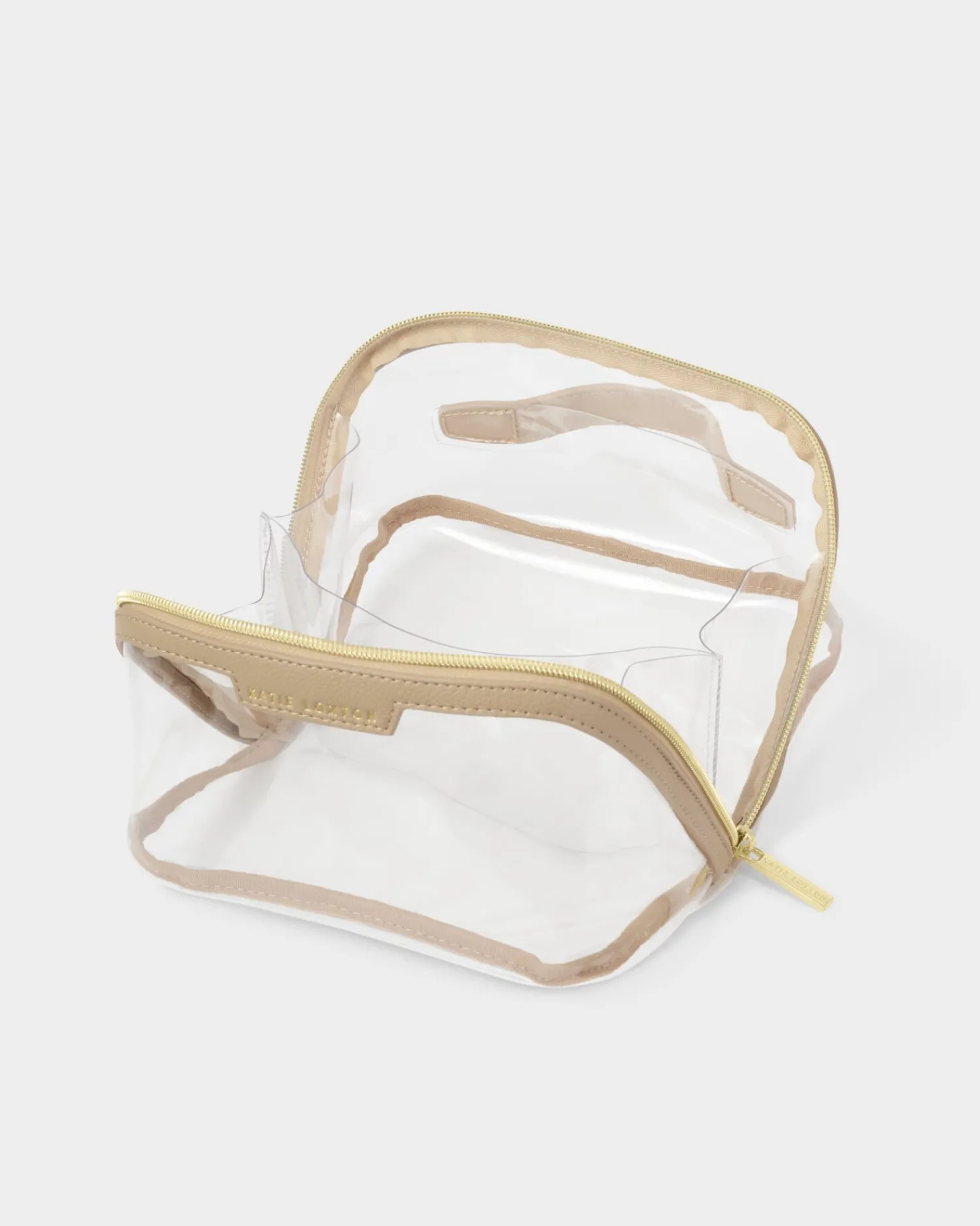 Katie Loxton Clear Medium Makeup & Wash Bag Light Taupe Online