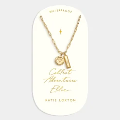 Katie Loxton ' Waterproof Gold Charm Necklace Collect Adventures Discount