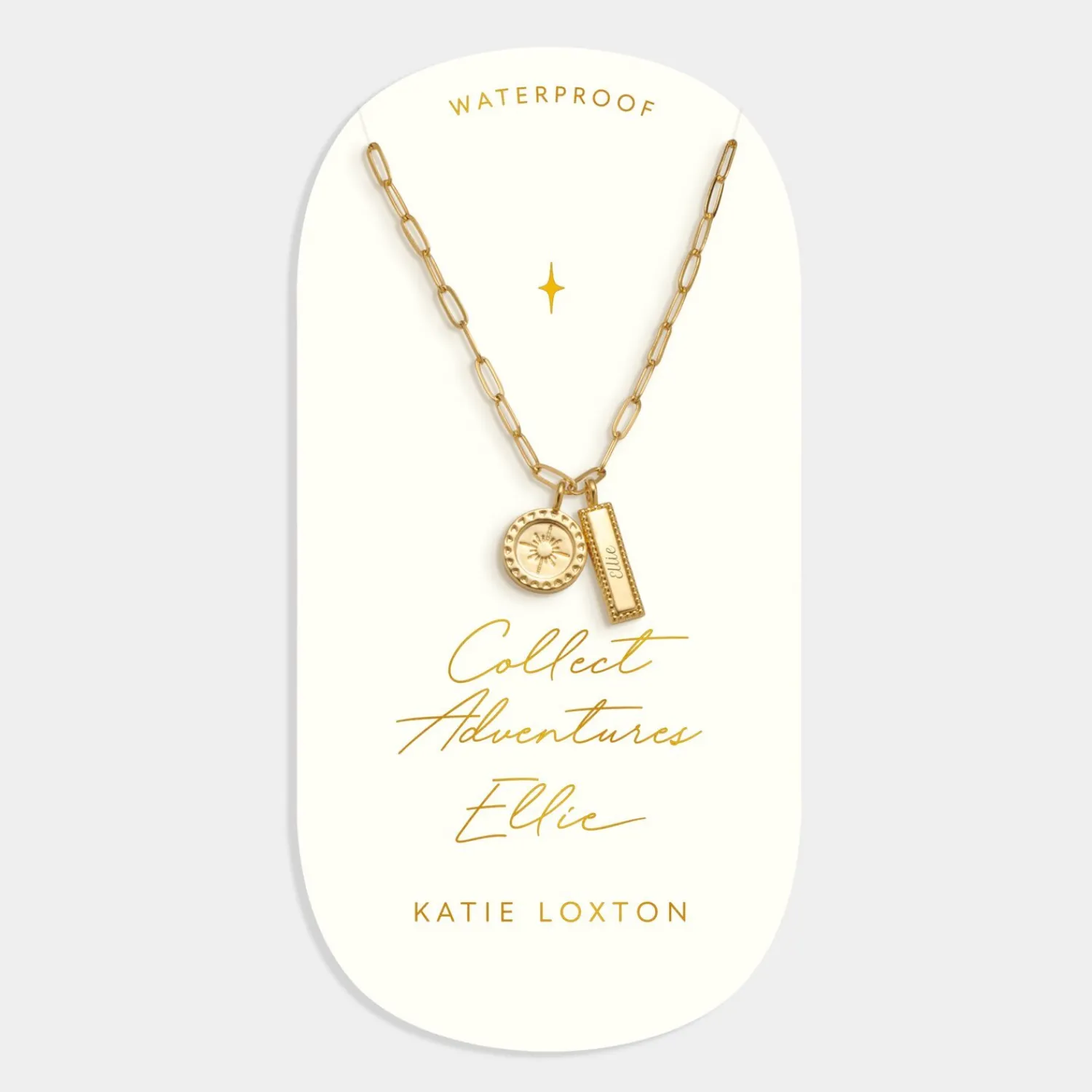 Katie Loxton ' Waterproof Gold Charm Necklace Collect Adventures Discount