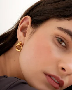 Katie Loxton Demi Waterproof Gold Oversized Stud Earrings New