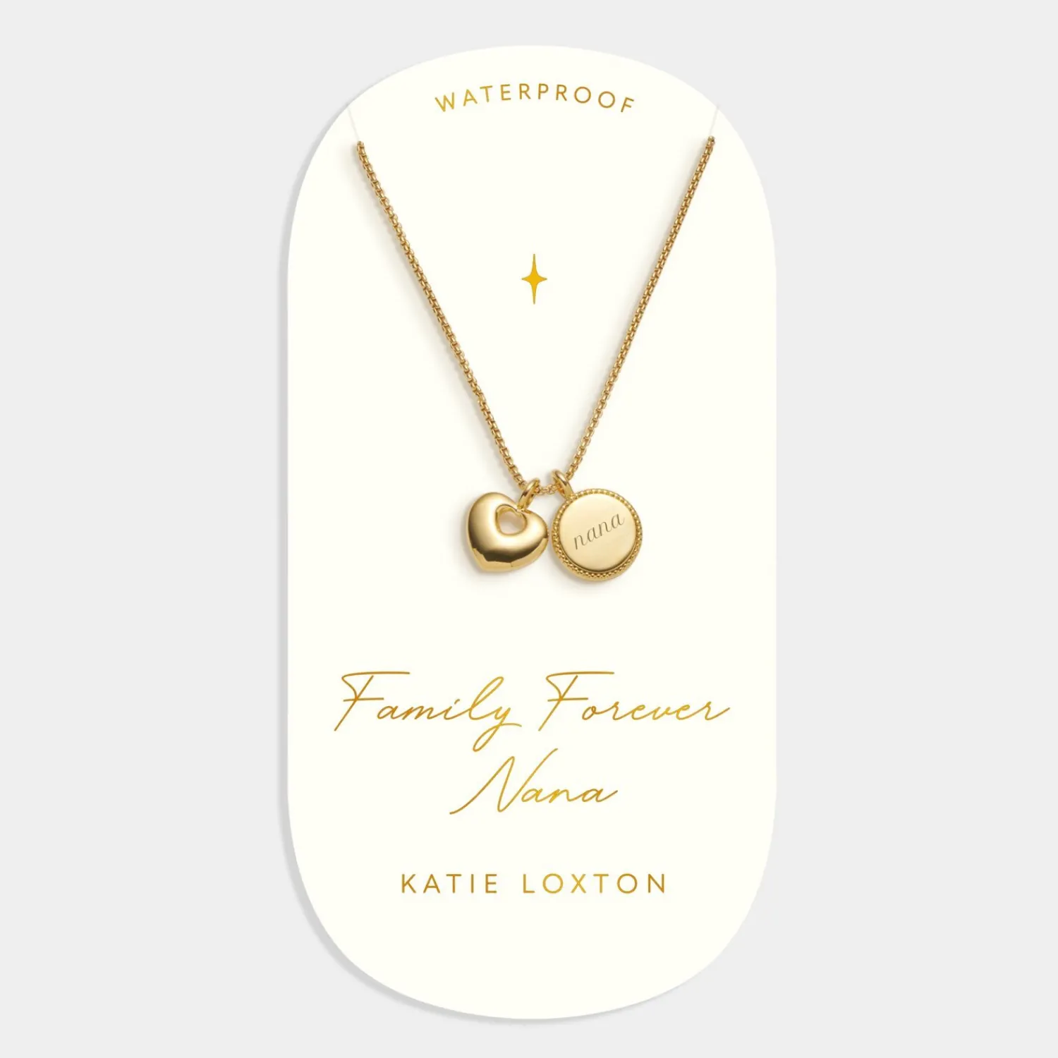 Katie Loxton ' Waterproof Gold Charm Necklace Family Forever Best