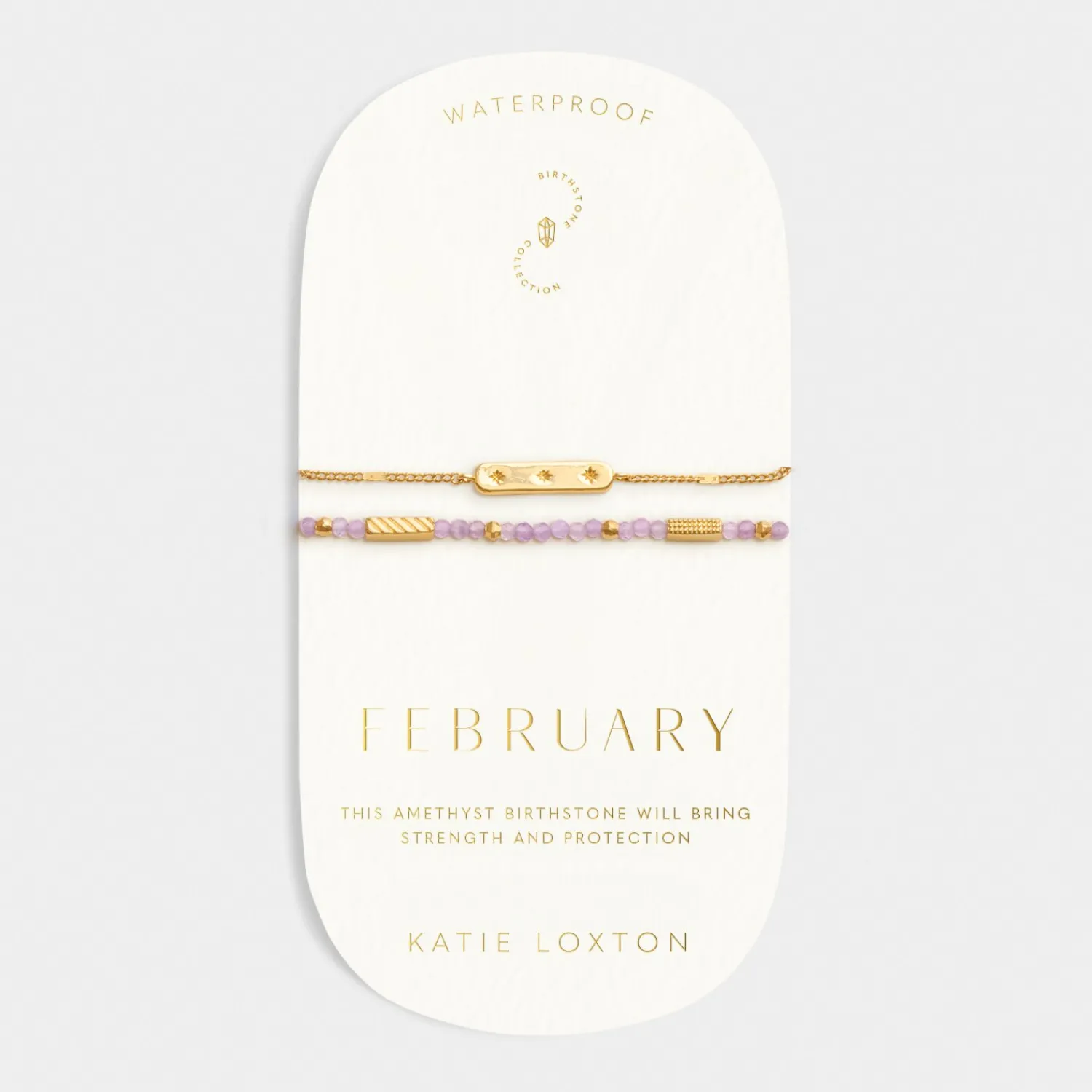 Katie Loxton ' Waterproof Gold Birthstone Bracelet February
