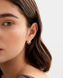 Katie Loxton ' Waterproof Gold Birthstone Hoop Earrings February Hot