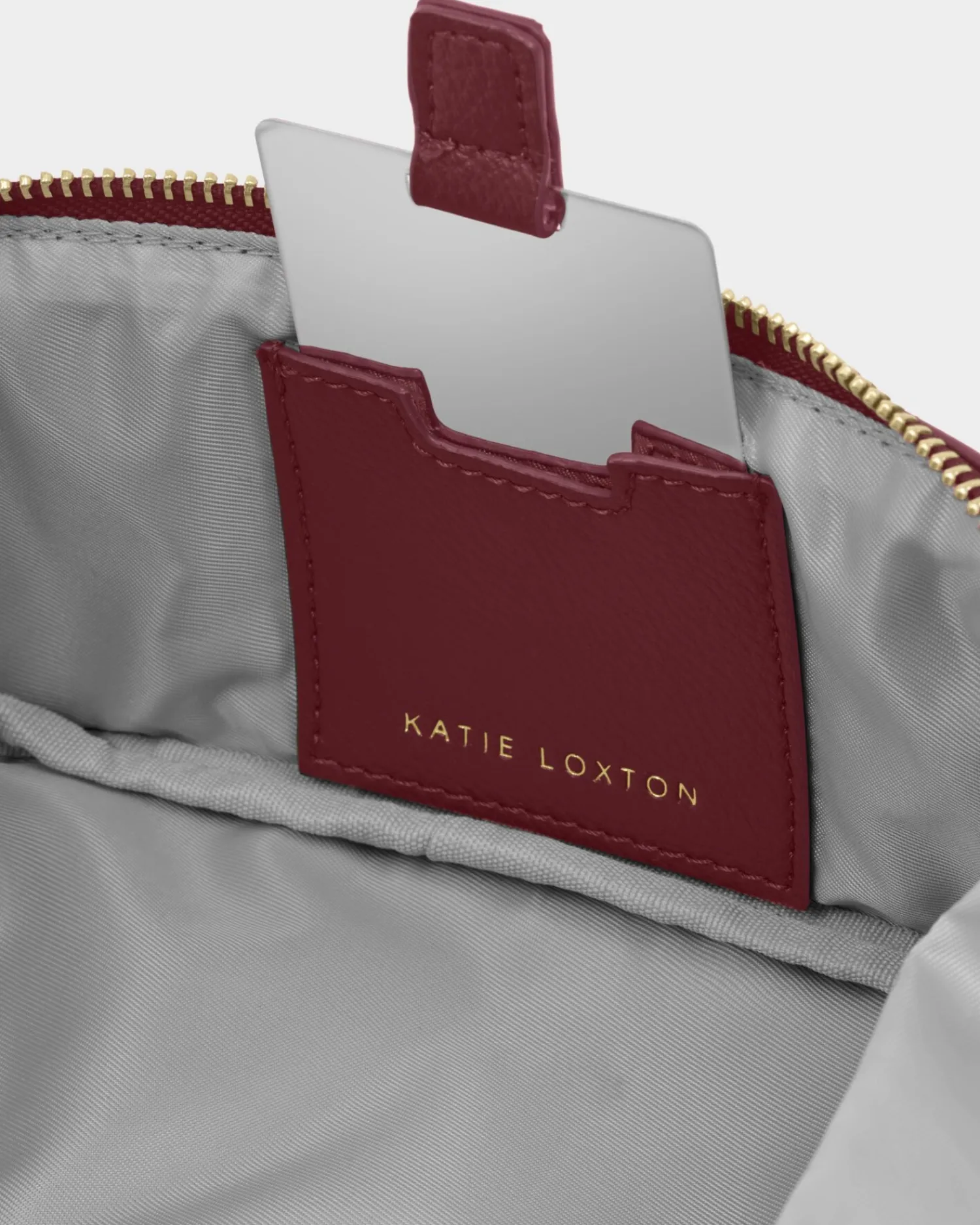 Katie Loxton Fold-Out Mirror Makeup Bag Cherry New