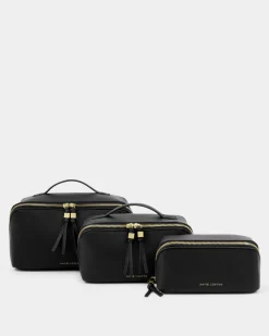 Katie Loxton Fold-Out Mirror Makeup Bag Black New