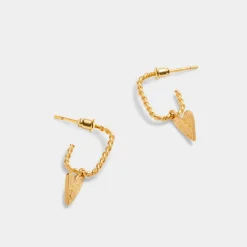 Katie Loxton Friendship' Waterproof Gold Heart Hoop Earrings Clearance