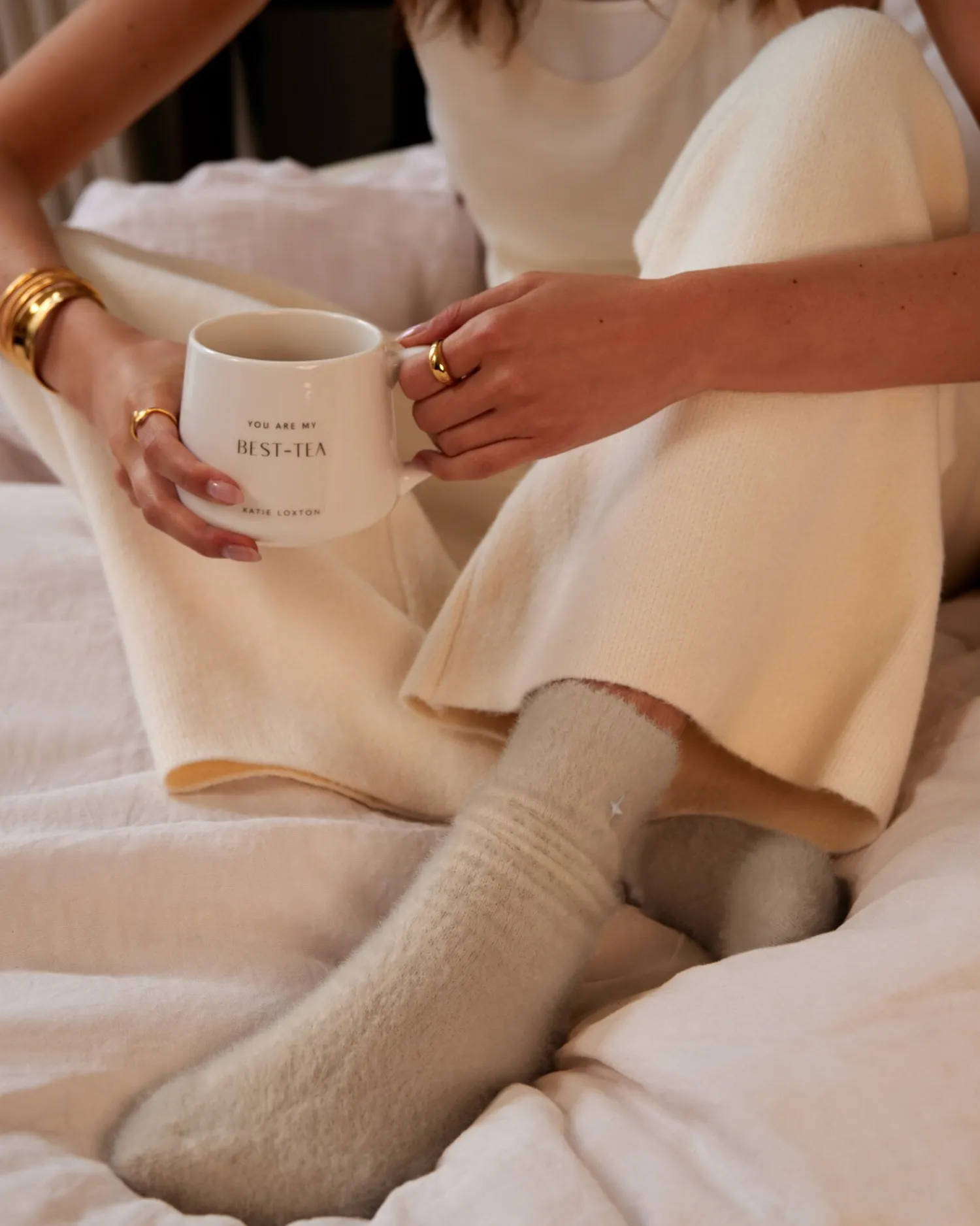 Katie Loxton Gift Boxed Fluffy Socks Taupe Online