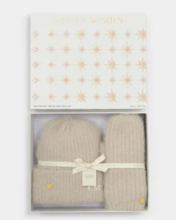 Katie Loxton Gift Boxed Hat & Mittens Set Taupe Hot