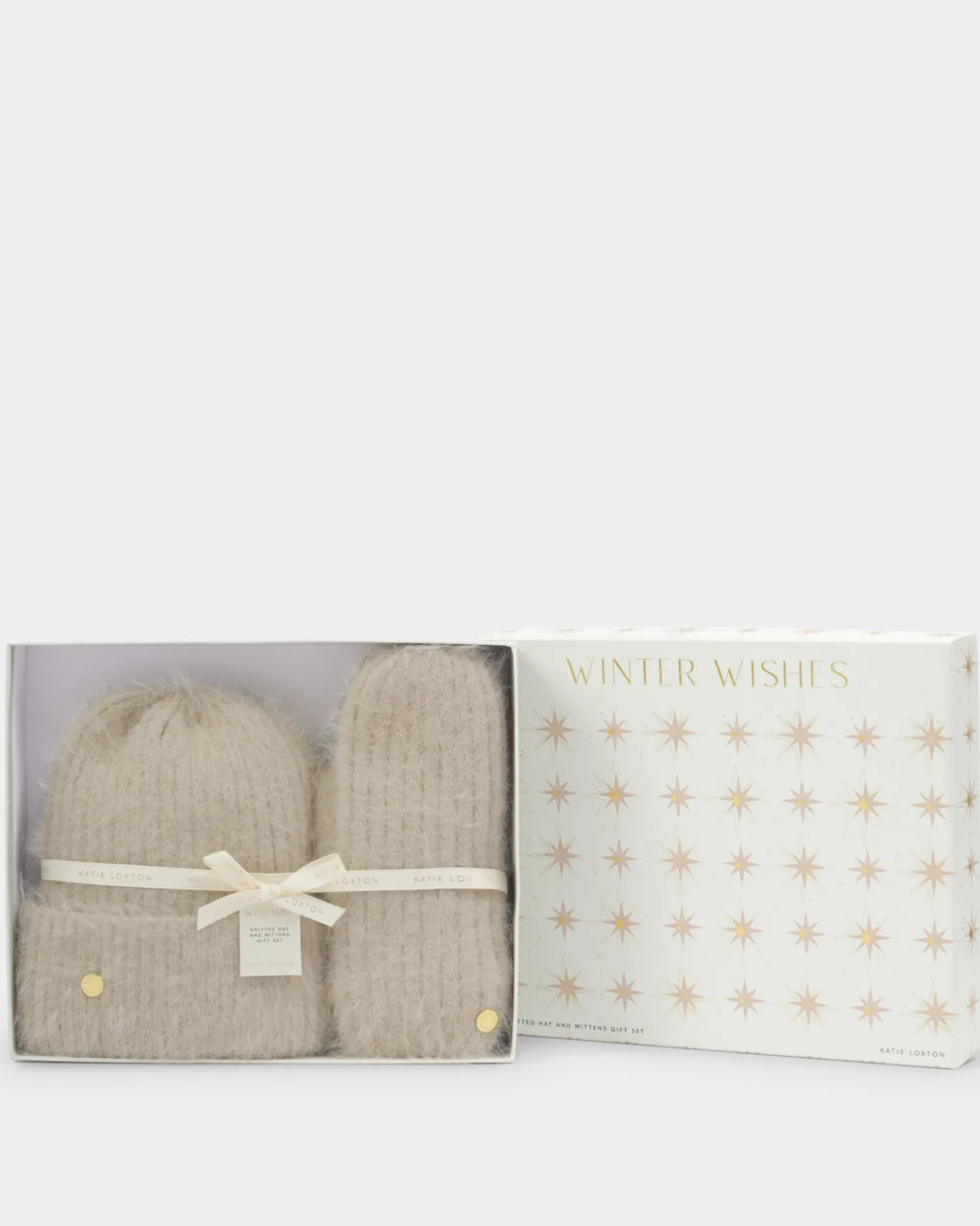 Katie Loxton Gift Boxed Hat & Mittens Set Taupe Hot