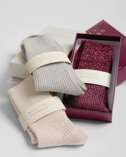 Katie Loxton Gift Boxed Sparkle Socks Grey Discount