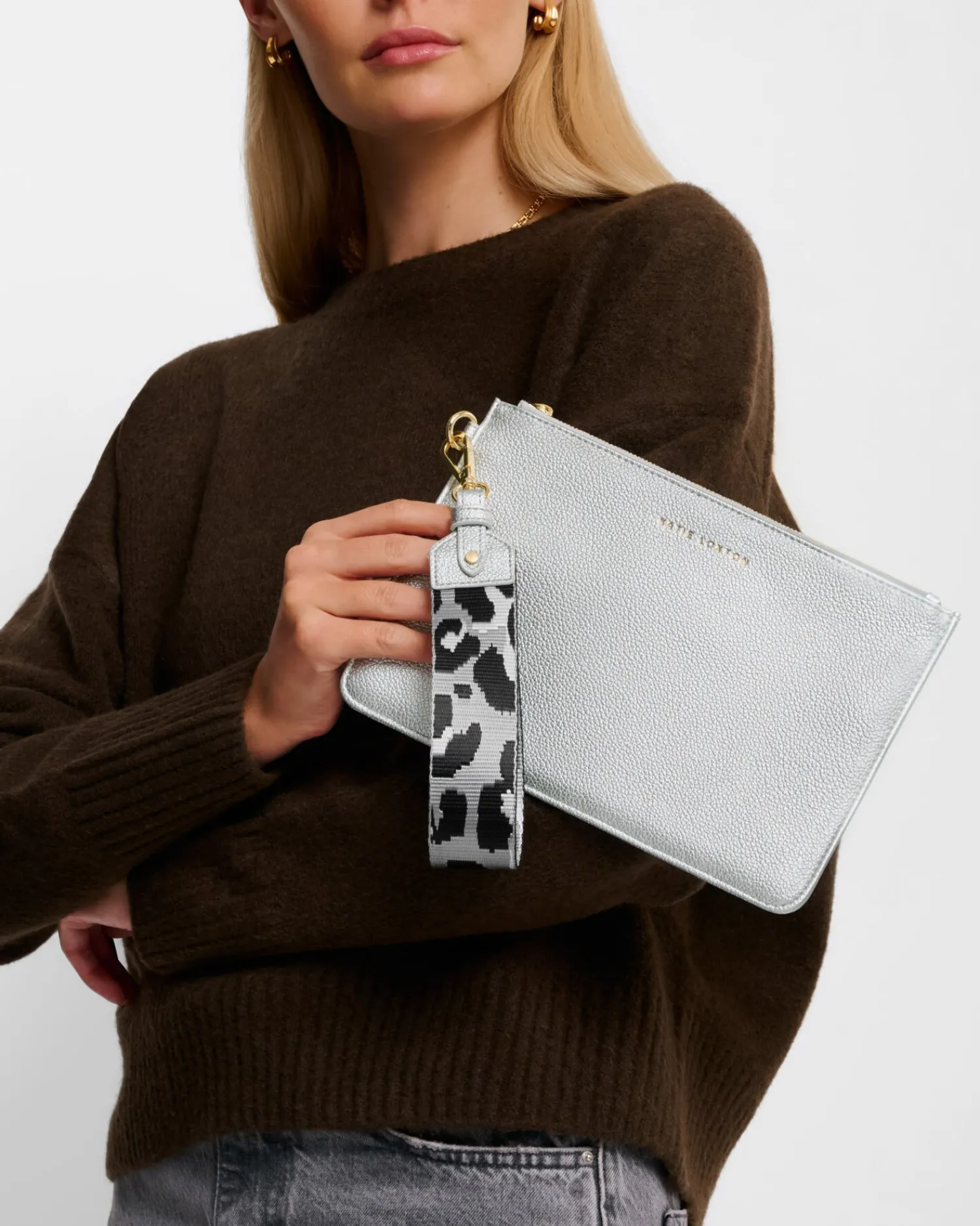 Katie Loxton Hallie Wristlet Pouch Silver Outlet