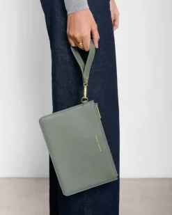 Katie Loxton Hallie Wristlet Pouch Graphite Green