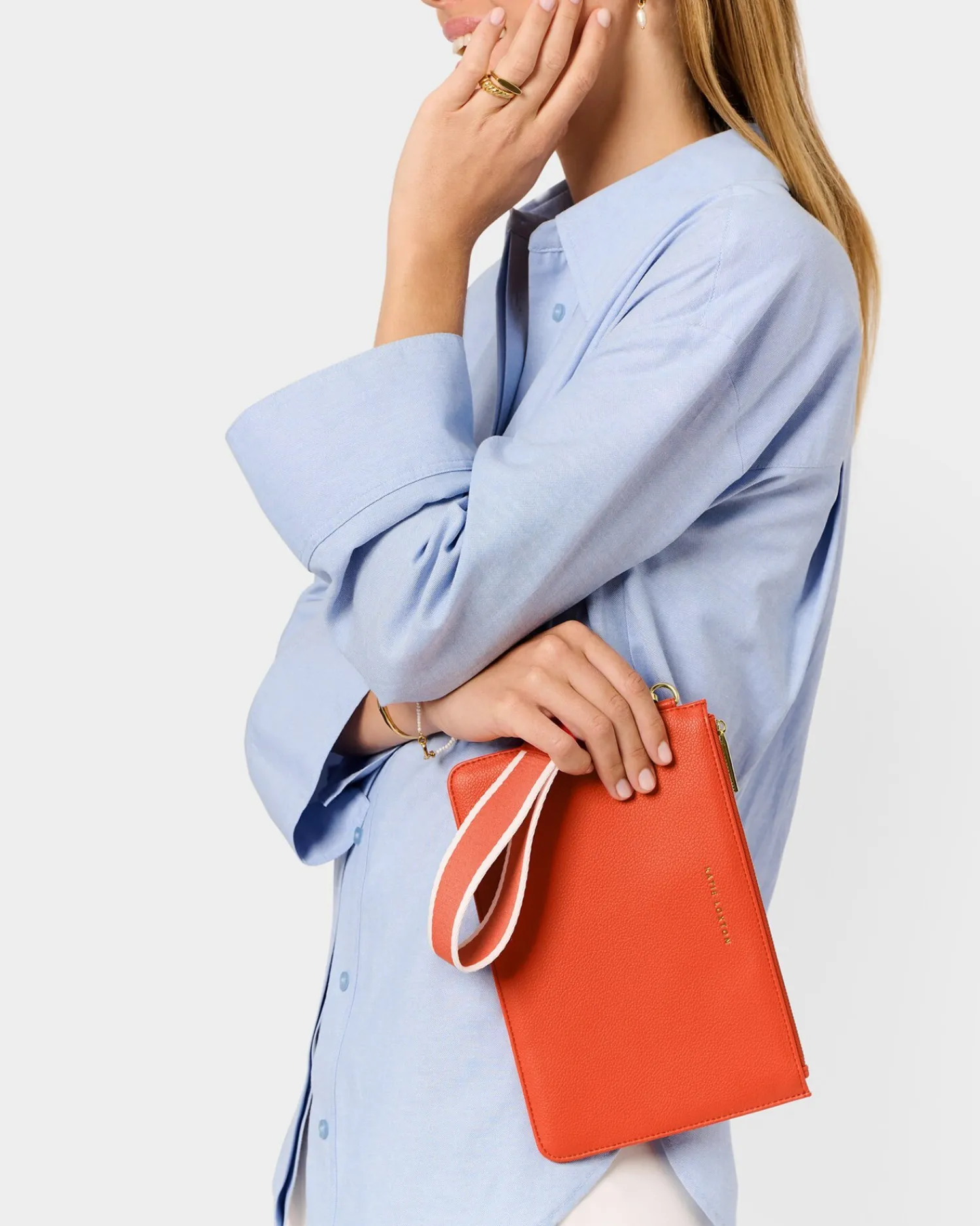 Katie Loxton Hallie Wristlet Pouch Deep Orange Outlet