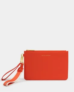 Katie Loxton Hallie Wristlet Pouch Deep Orange Outlet