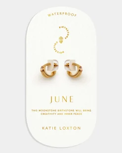 Katie Loxton ' Waterproof Gold Birthstone Hoop Earrings June Sale
