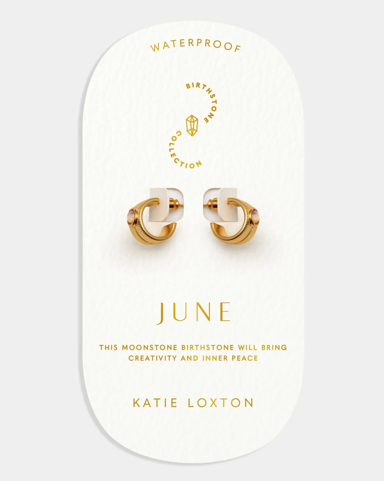 Katie Loxton ' Waterproof Gold Birthstone Hoop Earrings June Sale