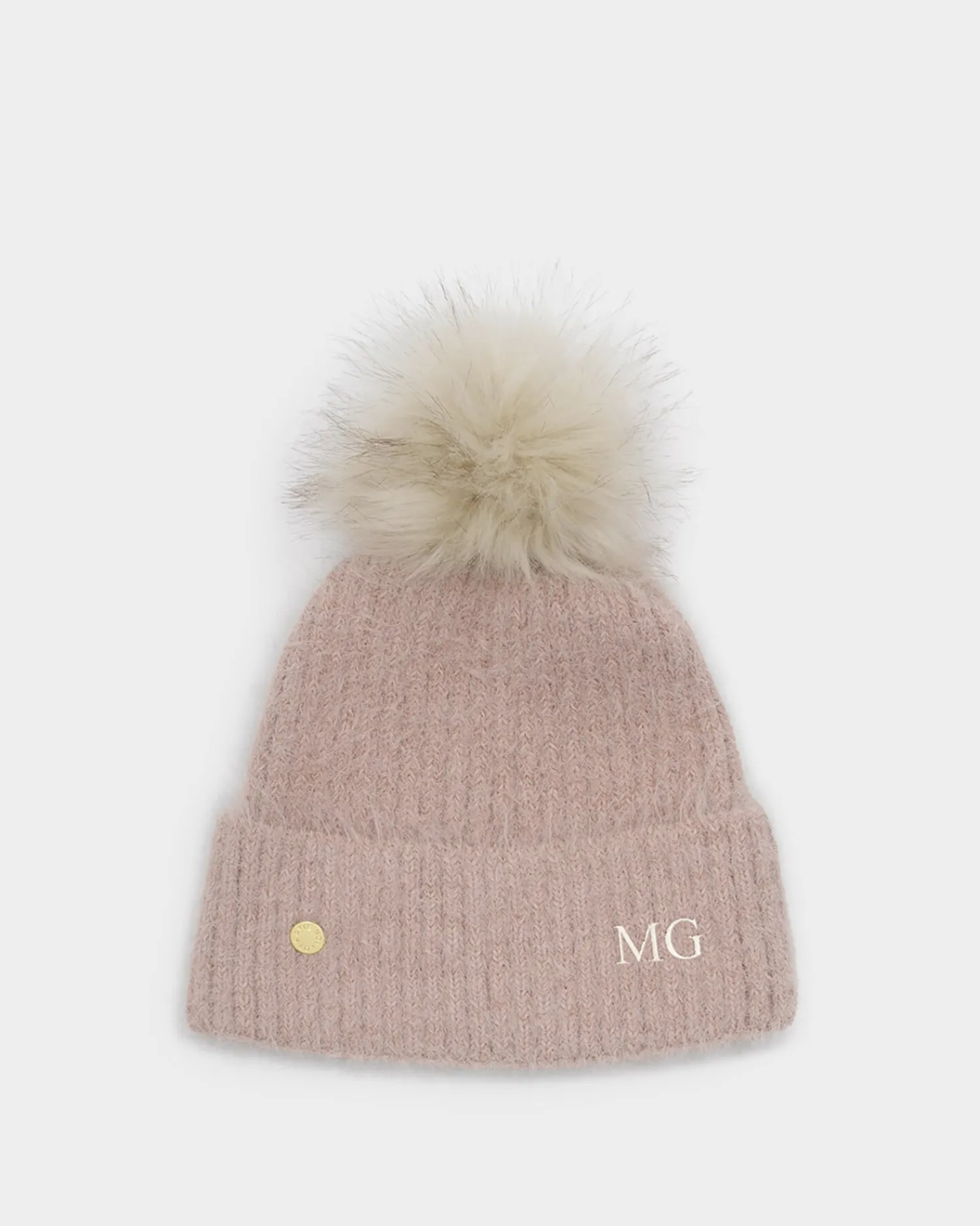 Katie Loxton Knitted Pom Pom Hat Dusty Pink New