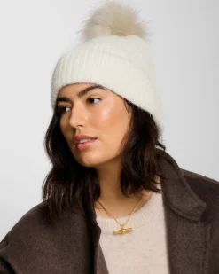 Katie Loxton Knitted Pom Pom Hat White
