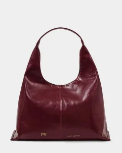 Katie Loxton Laila Patent Crackle Shoulder Bag Cherry Clearance
