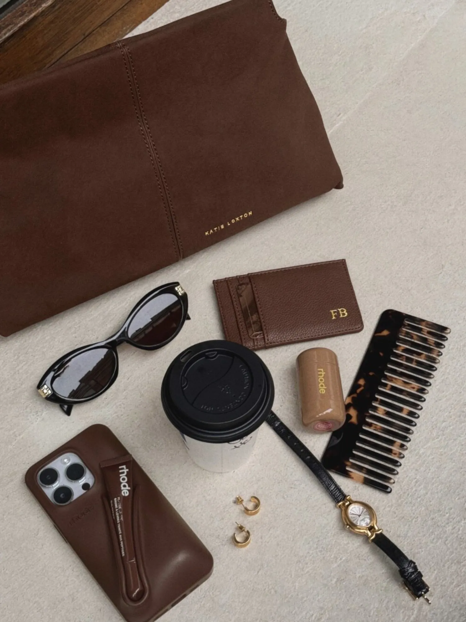 Katie Loxton Laila Suedette Clutch Chocolate