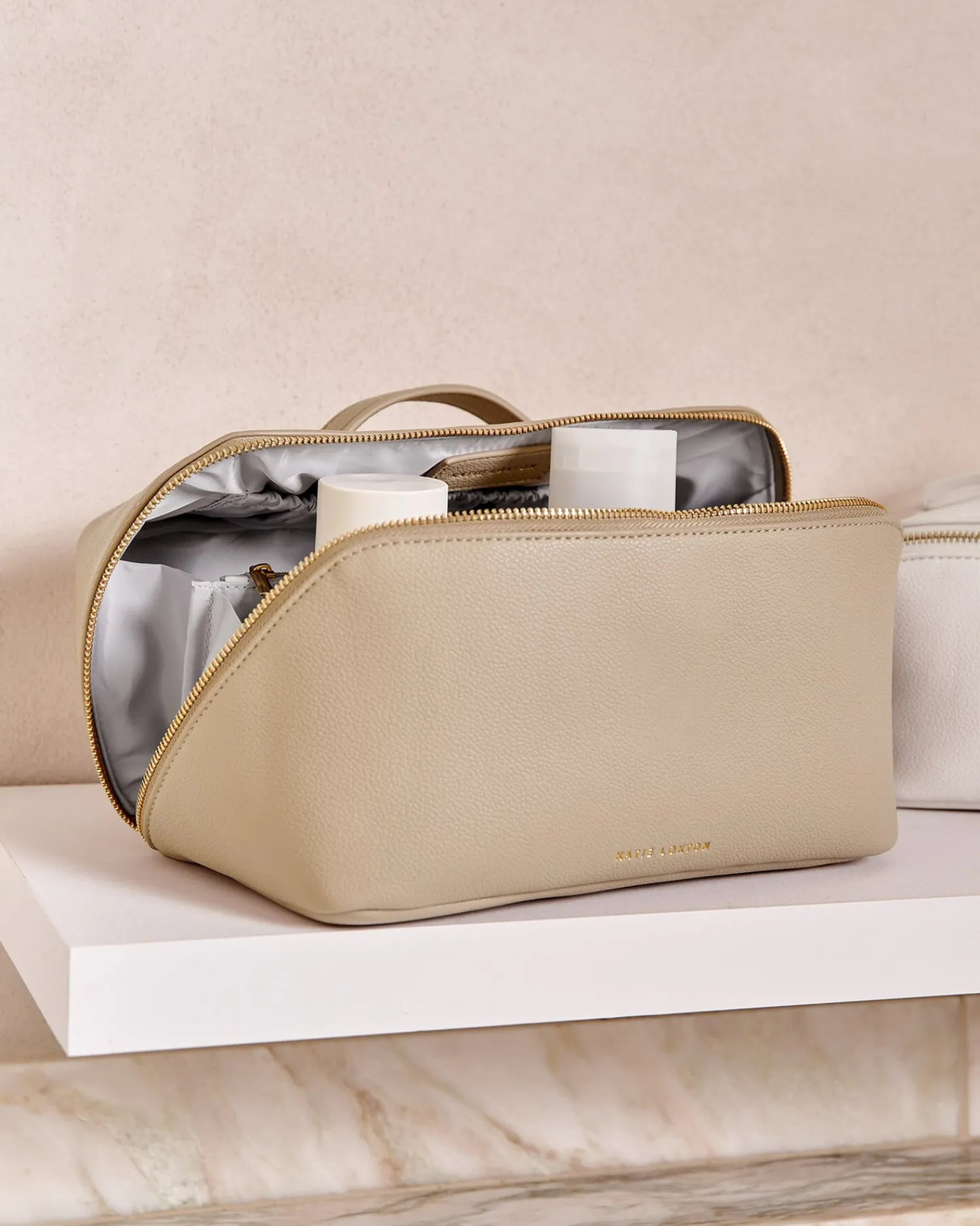 Katie Loxton Large Make Up & Wash Bag Light Taupe Outlet