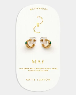 Katie Loxton ' Waterproof Gold Birthstone Hoop Earrings May Clearance