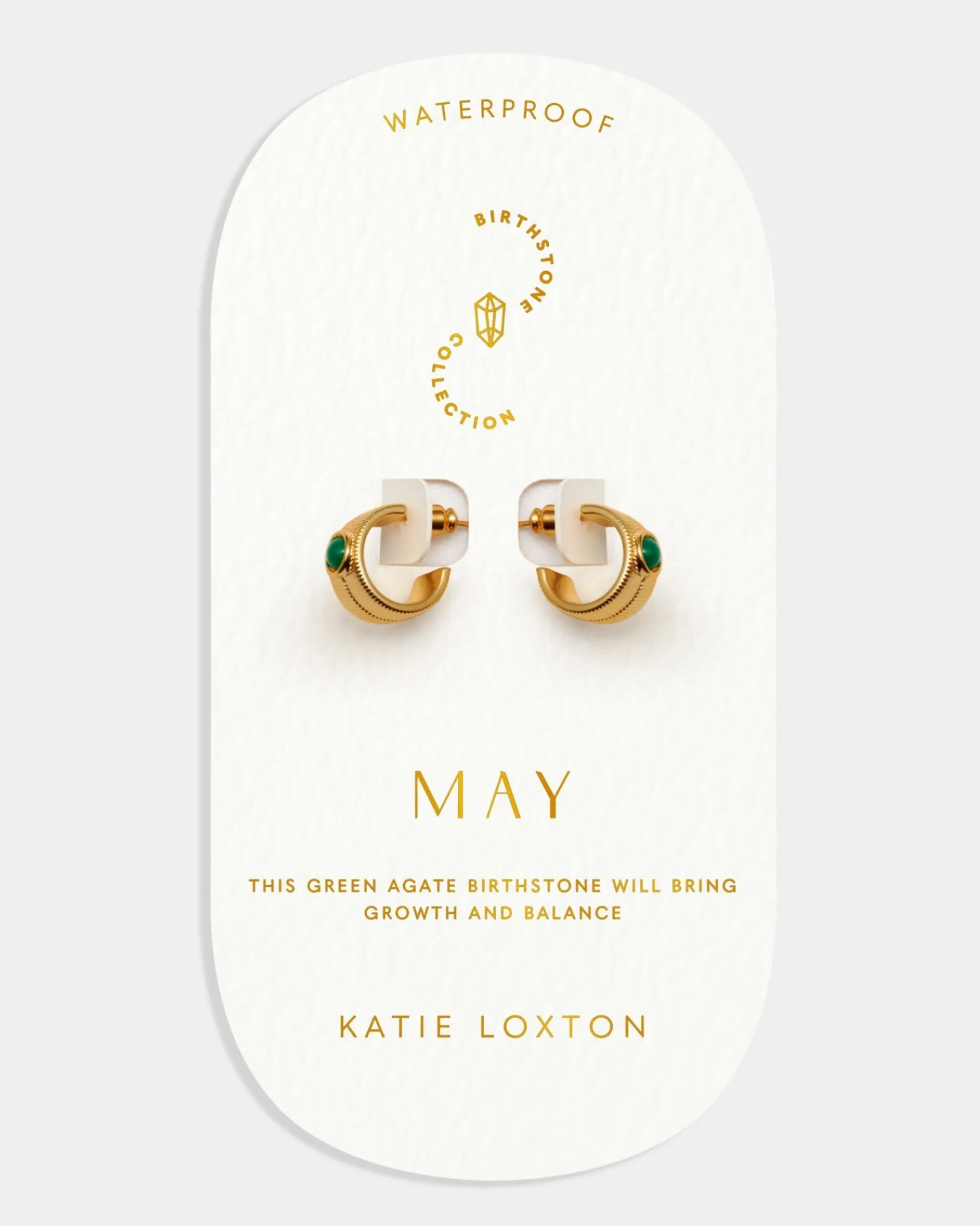 Katie Loxton ' Waterproof Gold Birthstone Hoop Earrings May Clearance