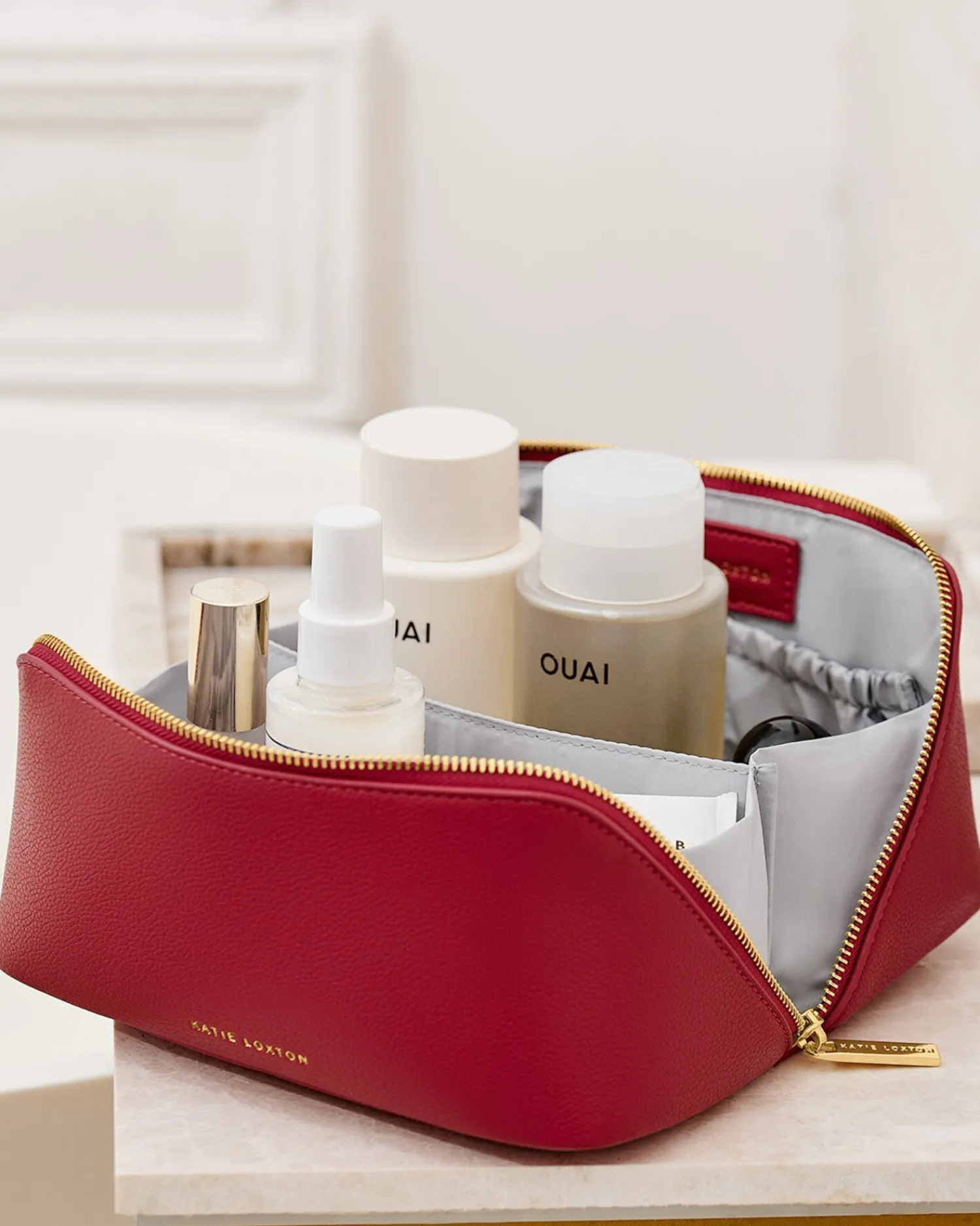 Katie Loxton Medium Make Up & Wash Bag Garnet Red Clearance