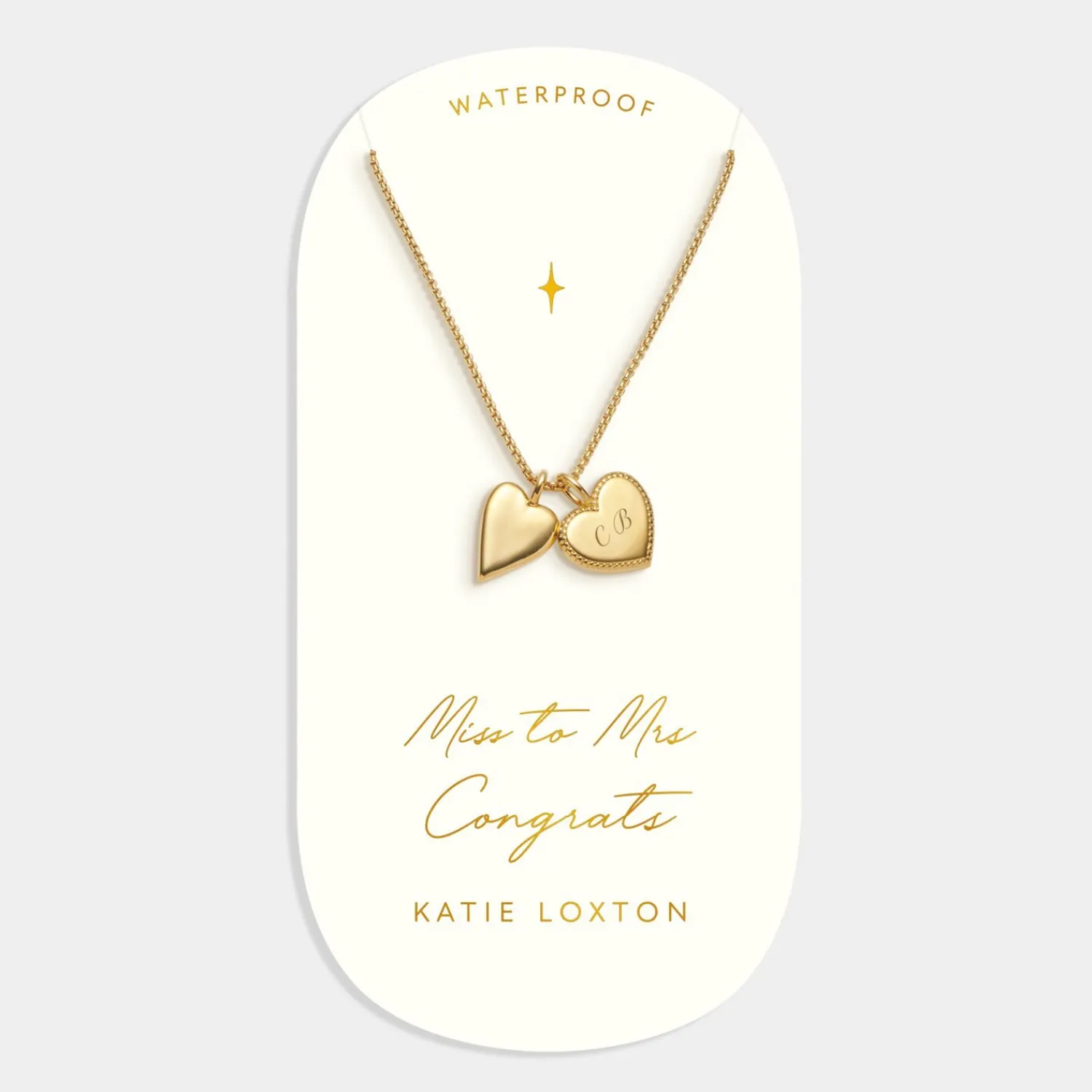 Katie Loxton ' Waterproof Gold Bridal Charm Necklace Miss To Mrs Clearance