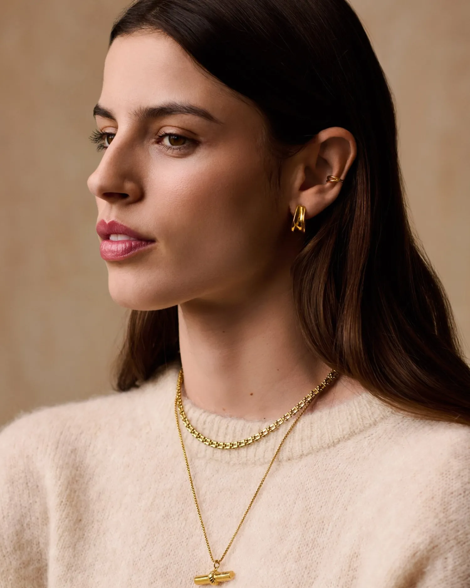 Katie Loxton Molten Luxe Waterproof Gold Hoop Earrings Outlet