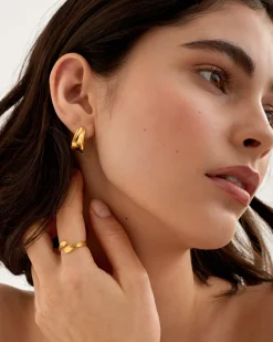Katie Loxton Molten Luxe Waterproof Gold Hoop Earrings Outlet