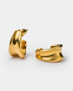 Katie Loxton Molten Luxe Waterproof Gold Hoop Earrings Outlet