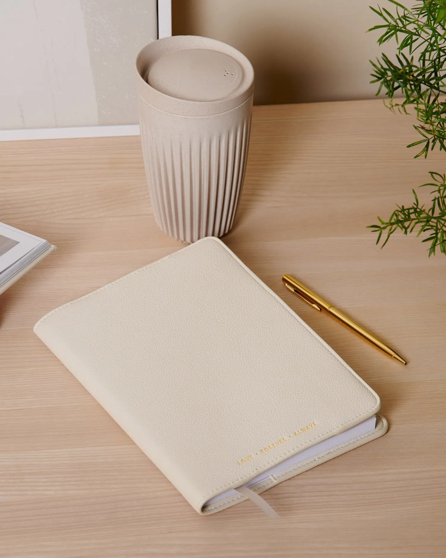 Katie Loxton Notebook Cover and A5 Lined Notepad 'Love Forever Always' Off White Hot