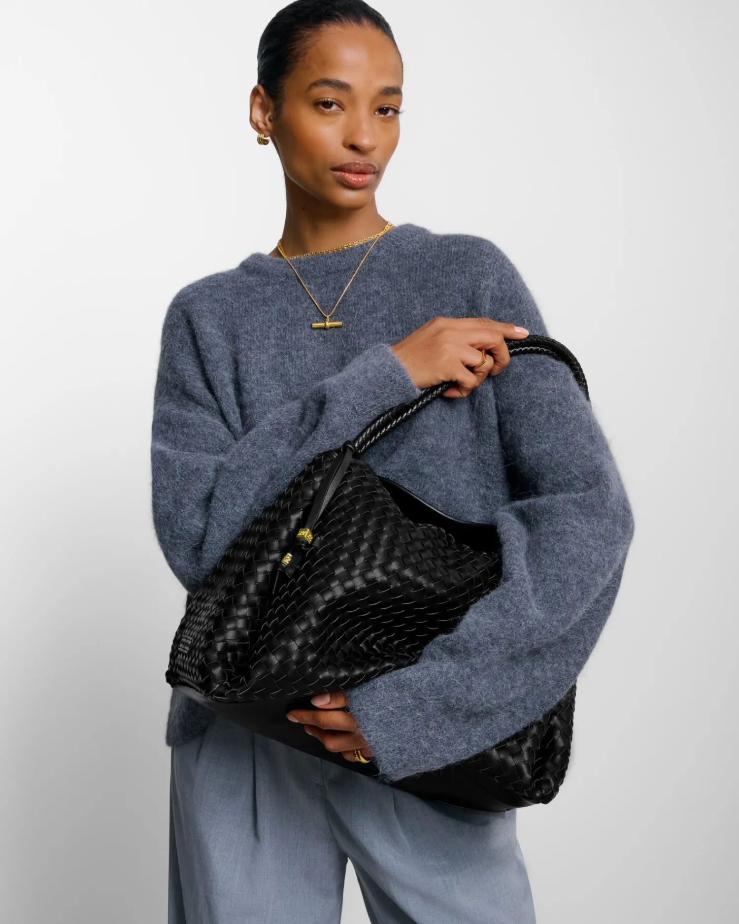 Katie Loxton Nova Hand Woven Large Shoulder Bag Black Online