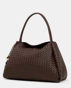 Katie Loxton Nova Hand Woven Large Shoulder Bag Chocolate New