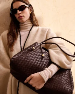 Katie Loxton Nova Hand Woven Large Shoulder Bag Chocolate New