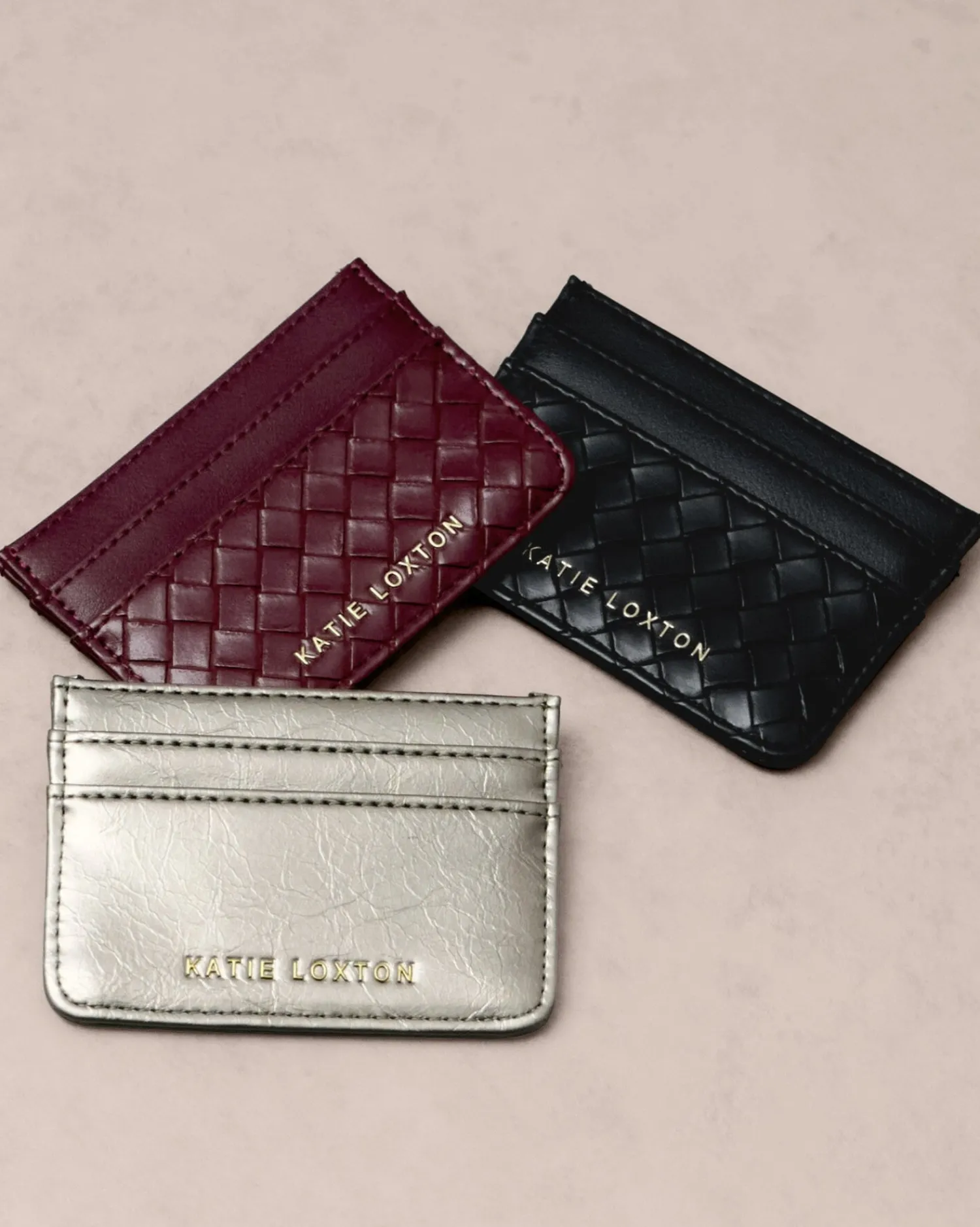 Katie Loxton Nova Patent Crackle Card Holder Pewter New